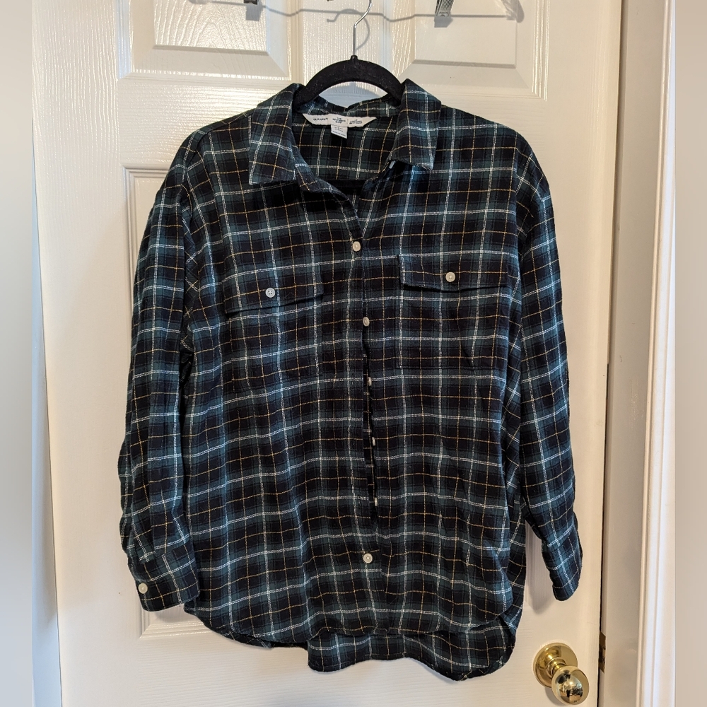 Old Navy Plaid Boyfriend Shirt Large Petite